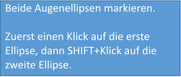 Beide Augenellipsen markieren.  Zuerst einen Klick auf die erste Ellipse, dann SHIFT+Klick auf die zweite Ellipse.