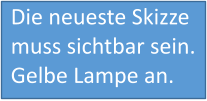 Die neueste Skizze muss sichtbar sein. Gelbe Lampe an.