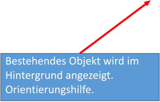 Bestehendes Objekt wird im Hintergrund angezeigt.Orientierungshilfe.